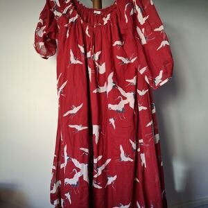 ✨️Dolma S Small Ted Bird Print Women's Dress Cranes